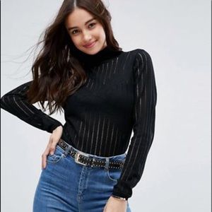 Open Back Pointelle Stitch Sweater